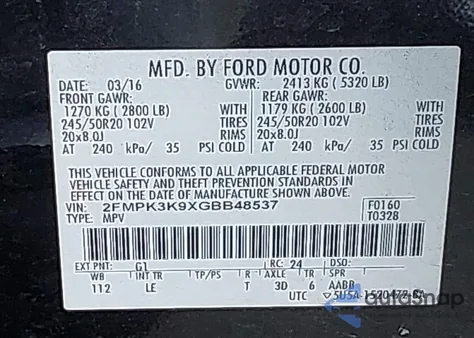 2016 Ford Edge Titanium z USA, uszkodzony, nr VIN 2FMPK3K9XGBB48537